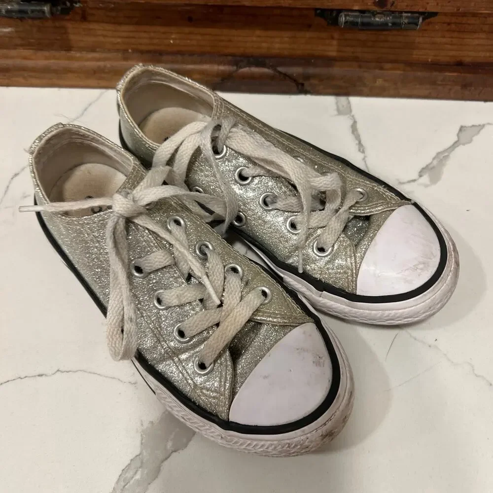 Converse silver glitter girls size 11